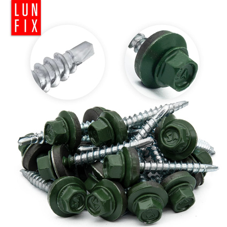 Trapezblechschrauben 4,8 x 35 mm 250 Stück Chromoxidgrün RAL 6020