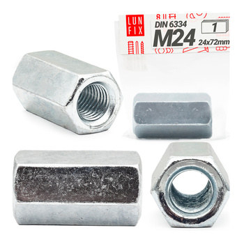 Gewindemuffe M24x72mm DIN 6334 Sechskant Langmutter 1 Stück