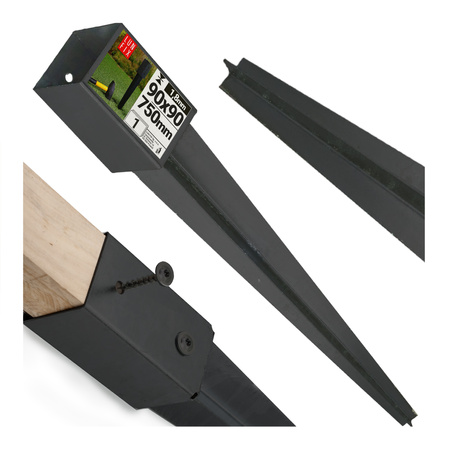 Einschlag-Bodenhülse Shwarz 90x90mm 750 mm