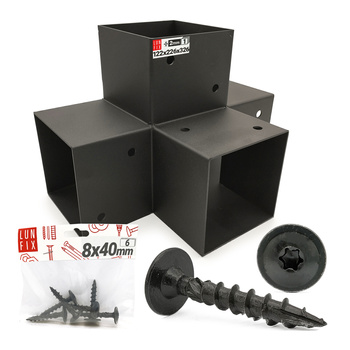 Montage Satz: Schwarz Eckverbinder X 12 x 12 cm + Schrauben