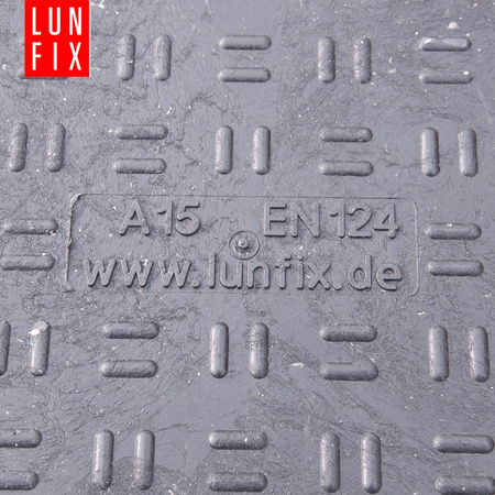 Kanaldeckel Schachtabdeckung mit Flanschrahmen 50x50cm Schwarz