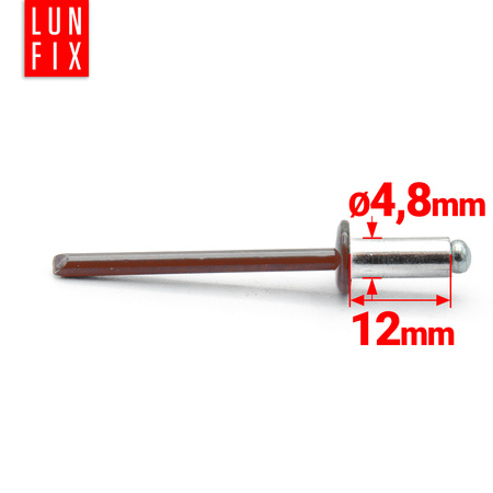 Aluminium Blindnieten DIN7337 4,8x12 mm 100 Stück RAL 8017 Schokoladenbraun