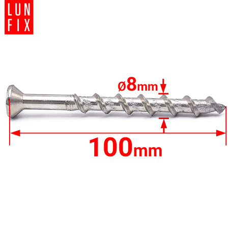 Porenbetonschrauben 8x100 mit Senkkopf und abdruck stern T30 50stk.