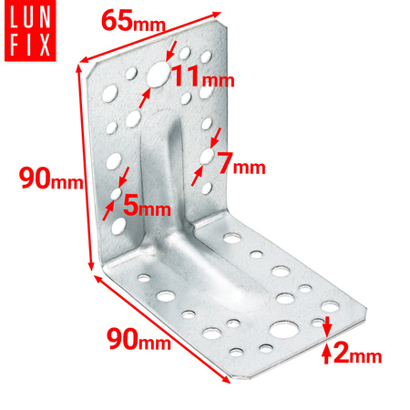 Winkelverbinder Lochplattenwinkel 90x90x65x2