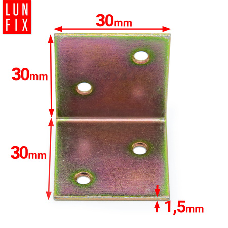 Breitwinkel Eckwinkel Verzinkt 30x30x30x1,5mm 10stk.