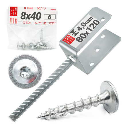 Montage Satz: Pfostenaufnahme 80 mit Betonanker + Schrauben