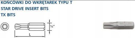 Bit końcówka do wkrętaka TORX 25 Tx25 25mm