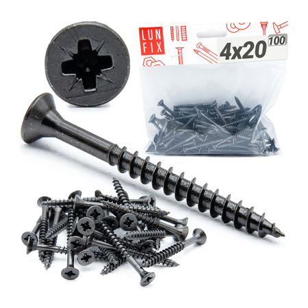 Universalschraube 4x20 mm Schwarz Verzinkt 100st