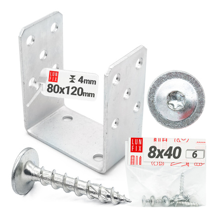 Montage Satz: U-Pfostenträger 80 + Schrauben