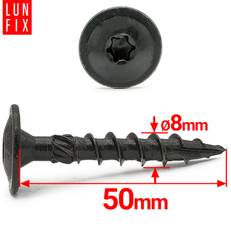 Pfostenschrauben Shwarz 8 x 50mm 10 Stück T40