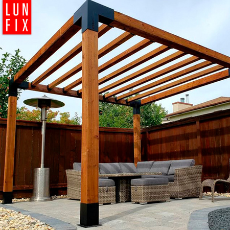 Montage Satz: Pfostenbasis Schwarz 12x12 + Schrauben