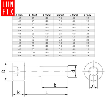 Zylinderkopfschrauben mit Innensechskant M8x60 mm Teilgewinde Festigkeitsklasse 8.8 1kg DIN 912