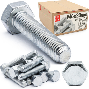 Sechskantschrauben M6x30 1 kg (ca.130 Stk.) DIN 933 Vollgewinde FK 5.8
