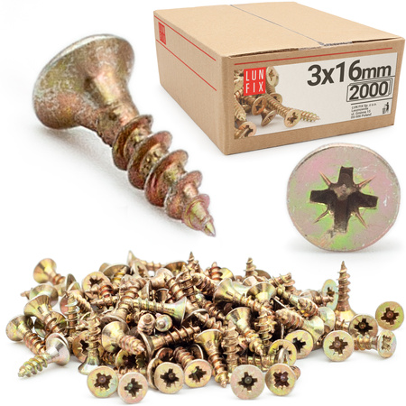 Universalschraube 3,0x16 mm 2000 Stück Kreuzschlitz PZ1