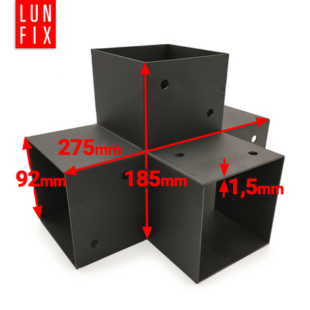 Montage Satz: Schwarz Eckverbinder X 9 x 9 cm + Schrauben