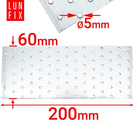 Flachverbinder 200x60x2mm Lochplatte 1 Stk
