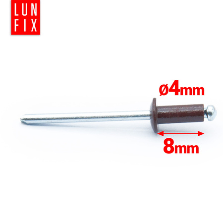 Aluminium Blindnieten DIN7337 4x8 mm 100 Stück RAL 8017 Schokoladenbraun