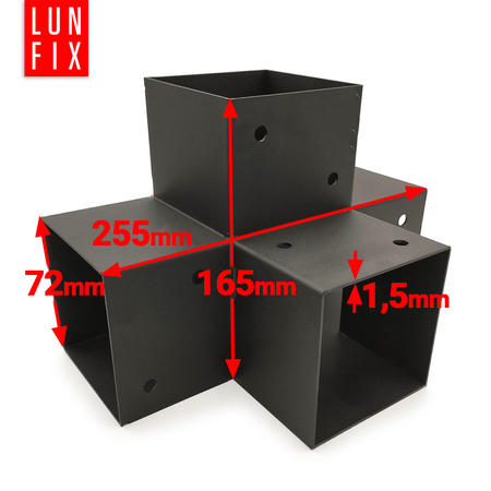 Montage Satz: Schwarz Eckverbinder X 7 x 7 cm + Schrauben