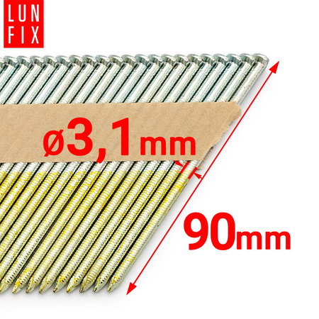 34° Grad Ringschaftnägel 3,1 x 90 mm Packung 2000