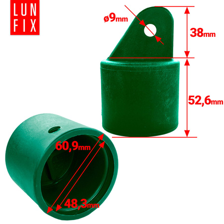 Strebenkappe zur Befestigung Grün für 48 mm Pfosten