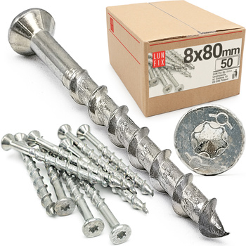 Porenbetonschrauben 8x80 mit Senkkopf und abdruck stern T30 50stk.