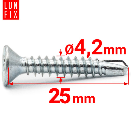 Blechschrauben mit Senkkopf 4,2 x 25 mm 500 Stück DIN7504