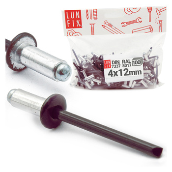 Aluminium Blindnieten DIN7337 4x12 mm 100szt RAL 8017 Schokoladenbraun