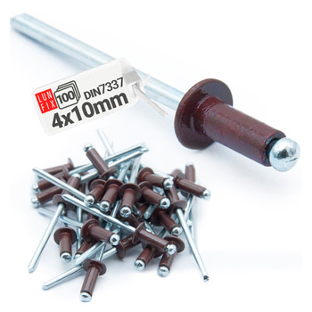 Aluminium Blindnieten DIN7337 4x10 mm 100szt RAL 8017 Schokoladenbraun