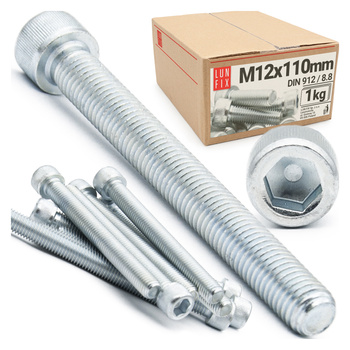 Zylinderkopfschrauben mit Innensechskant M12x110 mm Festigkeitsklasse 8.8 1kg (9 Stk.) bis Kopf DIN 912
