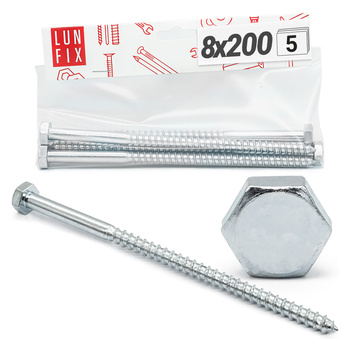 Sechskant Holzschrauben 8 X 200 mm 5 Stück DIN571