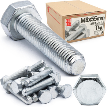 Sechskantschrauben M8x55 1 kg (ca.40 Stk.) DIN 933 Vollgewinde FK 5.8