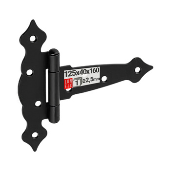 Scharnier Schwarz Gartentor 125x40x160x2,5 1stk.