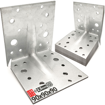 Montagewinkel mit Bolzen 90x90x90x2,5 Zimmerei 10St.