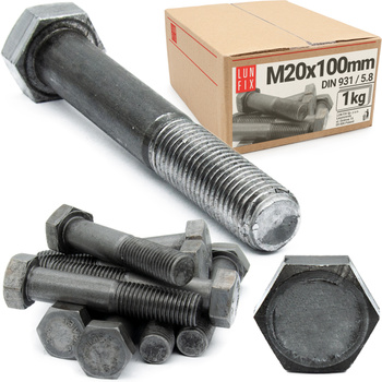 Sechskantschrauben M20x100 DIN 931 1 kg (ca.3 Stk.) Teilgewinde Klasse 5.8
