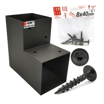 Montage Satz: Schwarz Eckverbinder L 9 x 9 cm + Schrauben