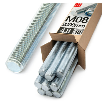 Gewindestange M8 x 2000 mm, 10 Stück Festigkeitsklasse 4.8 DIN 975