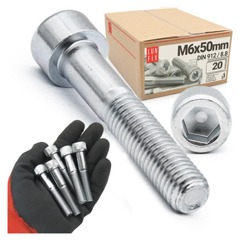 Zylinderkopfschrauben mit Innensechskant M6x50 mm Teilgewinde Festigkeitsklasse 8.8 20stk DIN 912
