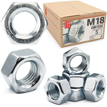 Sechskantmutter M18 - 5 Stück Festigkeit 6 Verzinkter Stahl Regelgewinde DIN 934