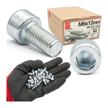 Zylinderkopfschrauben mit Innensechskant M6x12 mm Teilgewinde Festigkeitsklasse 8.8 50stk DIN 912