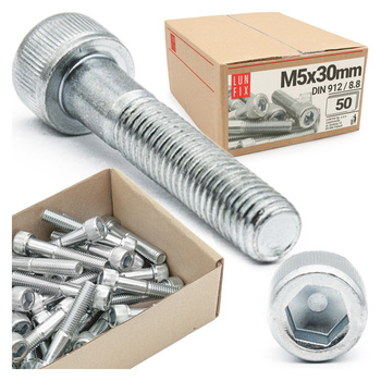 Zylinderkopfschrauben mit Innensechskant M5x30 mm Teilgewinde Festigkeitsklasse 8.8 50stk DIN 912