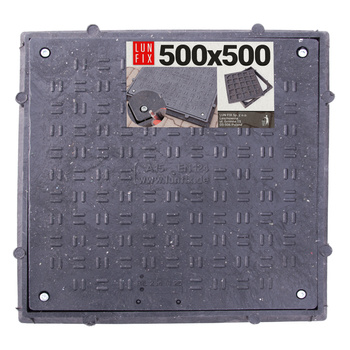 Kanaldeckel Schachtabdeckung mit Flanschrahmen 50x50cm Schwarz