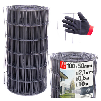 Drahtzaun Gartenzaun Anthrazit H60cm L20m Maschenweite 100x50mm Ø2,5mm