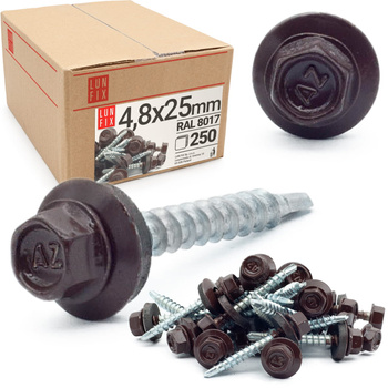 Trapezblechschrauben 4,8 x 25 mm 250 StückSchokoladenbraun RAL 8017