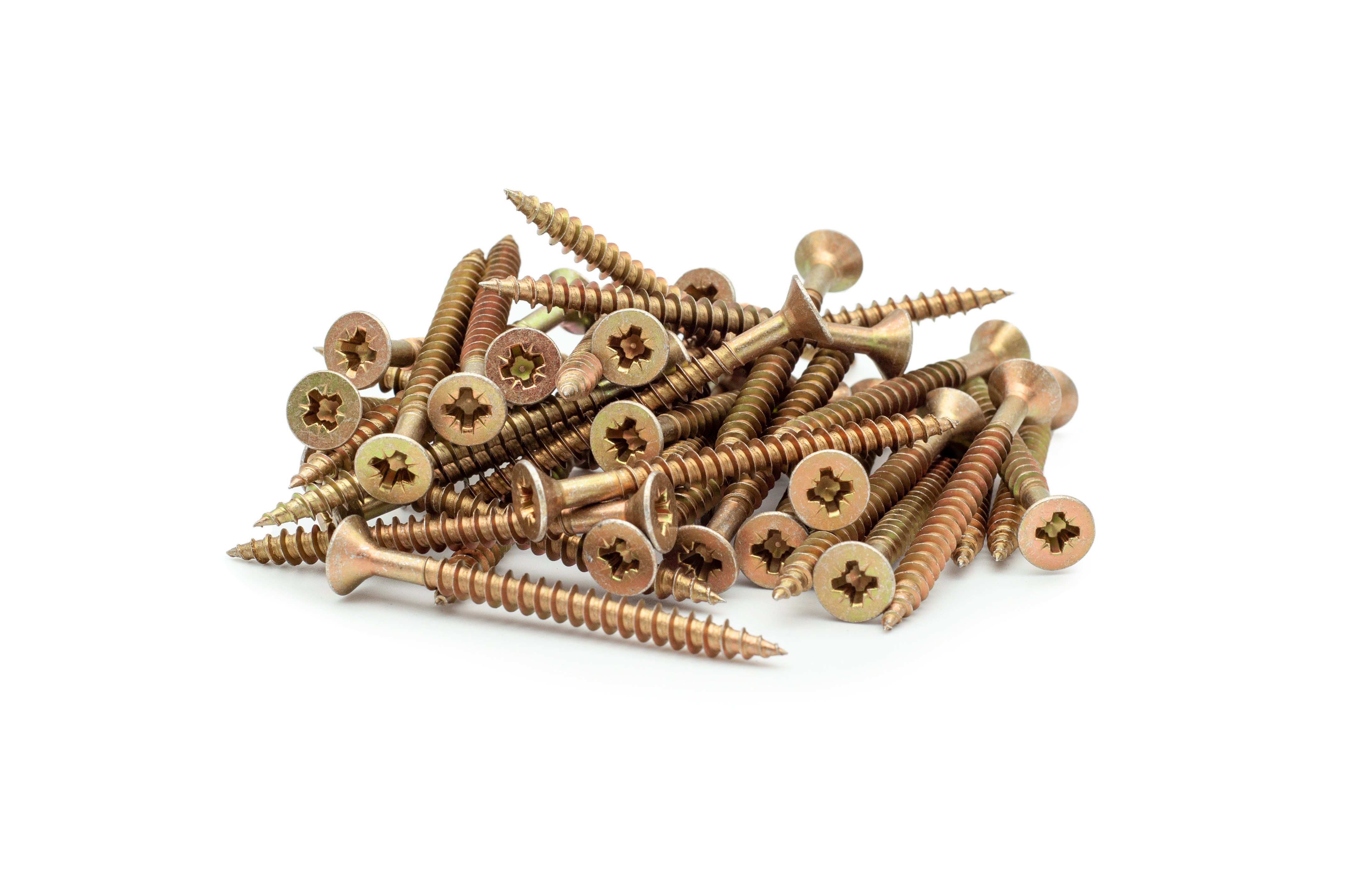 Gelbe Tischlerschrauben für Holzverbindungen und Konstruktionen