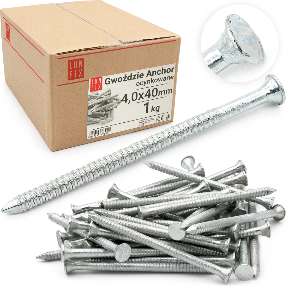 Verzinkte Ankernägel 4x40 mm als Beispiel für Verbindungselemente