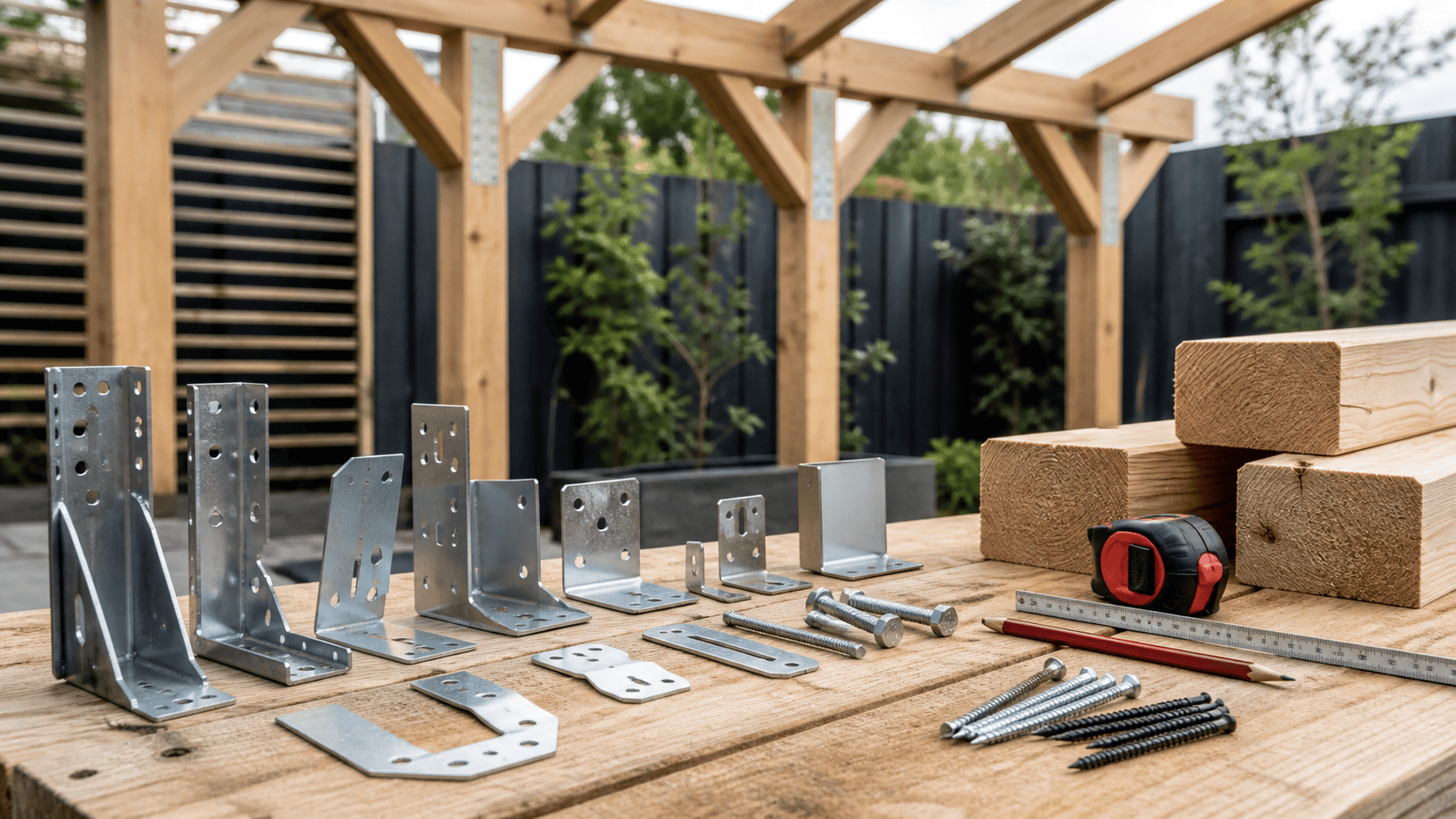 Wie waehlt man Zubehoer fuer Produkte aus der Gruppe Holzverbinder bei Pergola